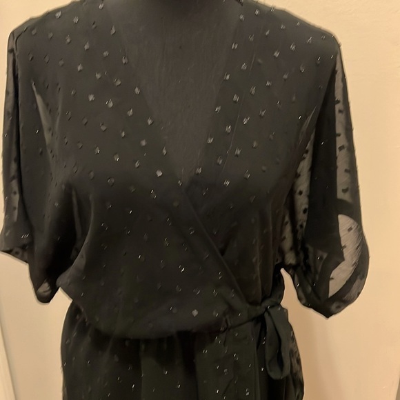 Express Metallic Clip Dot Kimono Sleeve Wrap Dress X Small - Picture 5 of 8